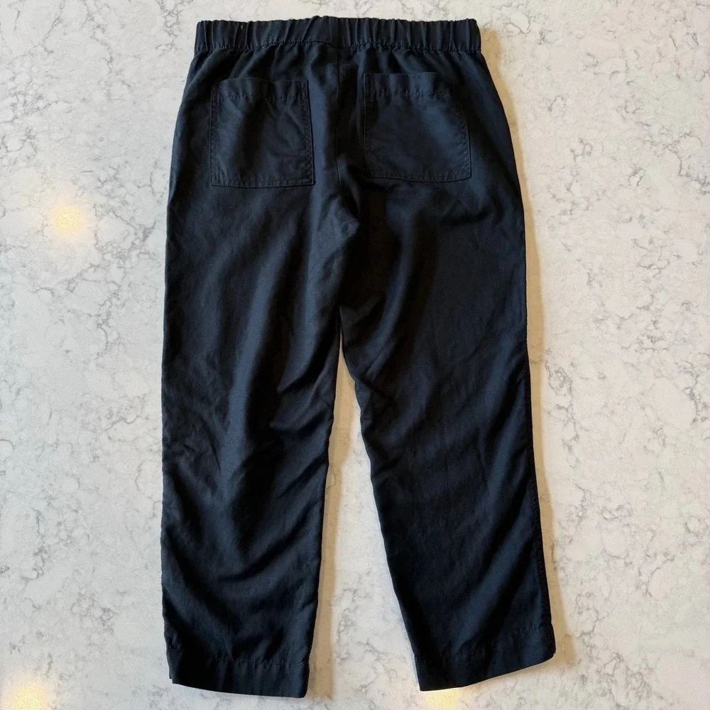 Banana Republic Lyocell Linen Cotton Tapered Cropped Pull On Pant Black Medium